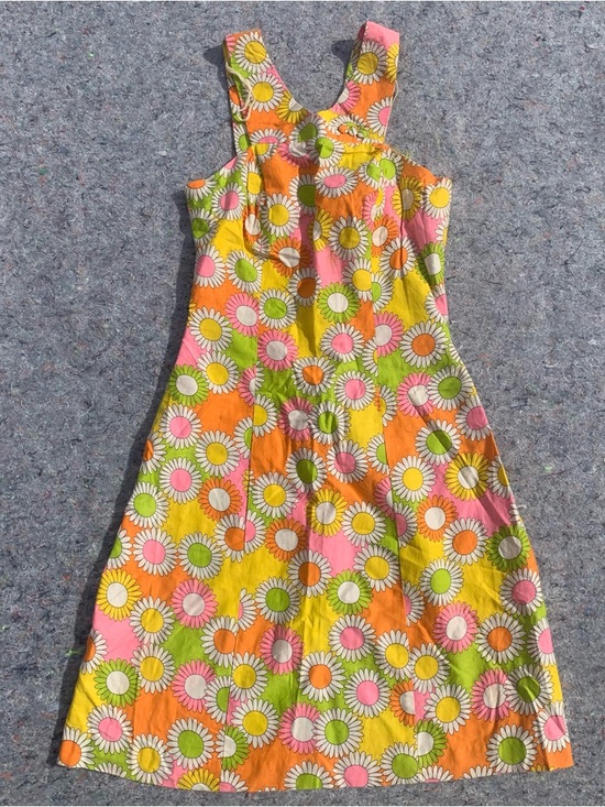 Vintage Dresses & Skirts - Insanely good vintage 60s 70s mod neon bright floral cotton casual party dress